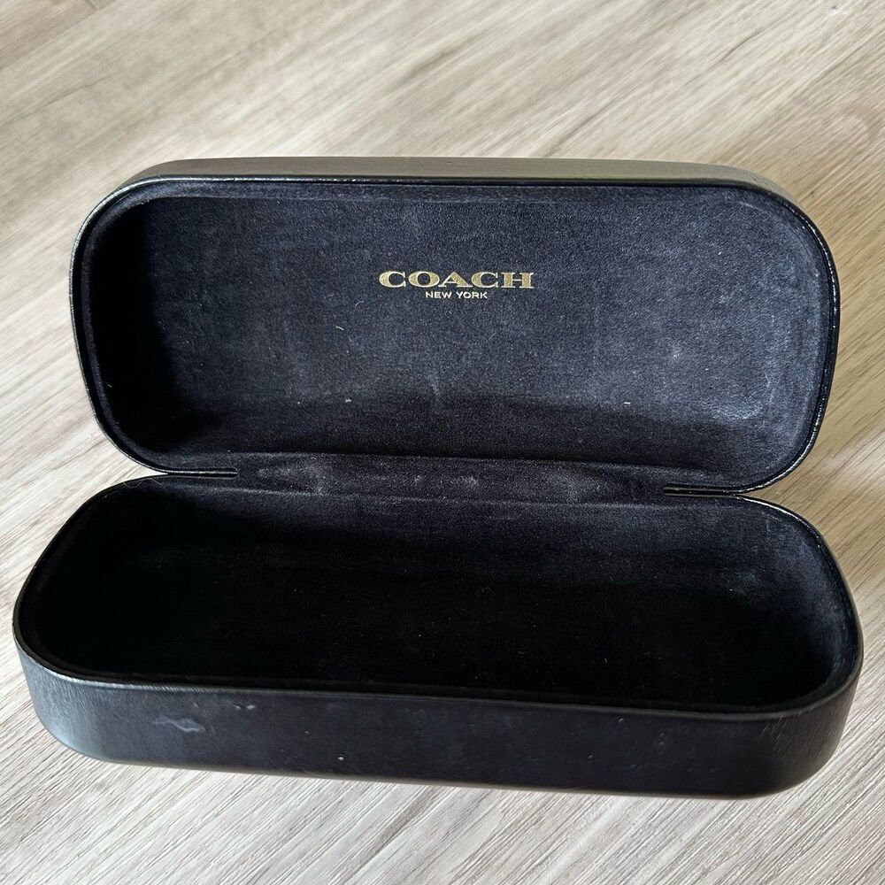Coach Black Leather Hard Clam Shell Eyewear Glasses Case - Picture 4 of 8